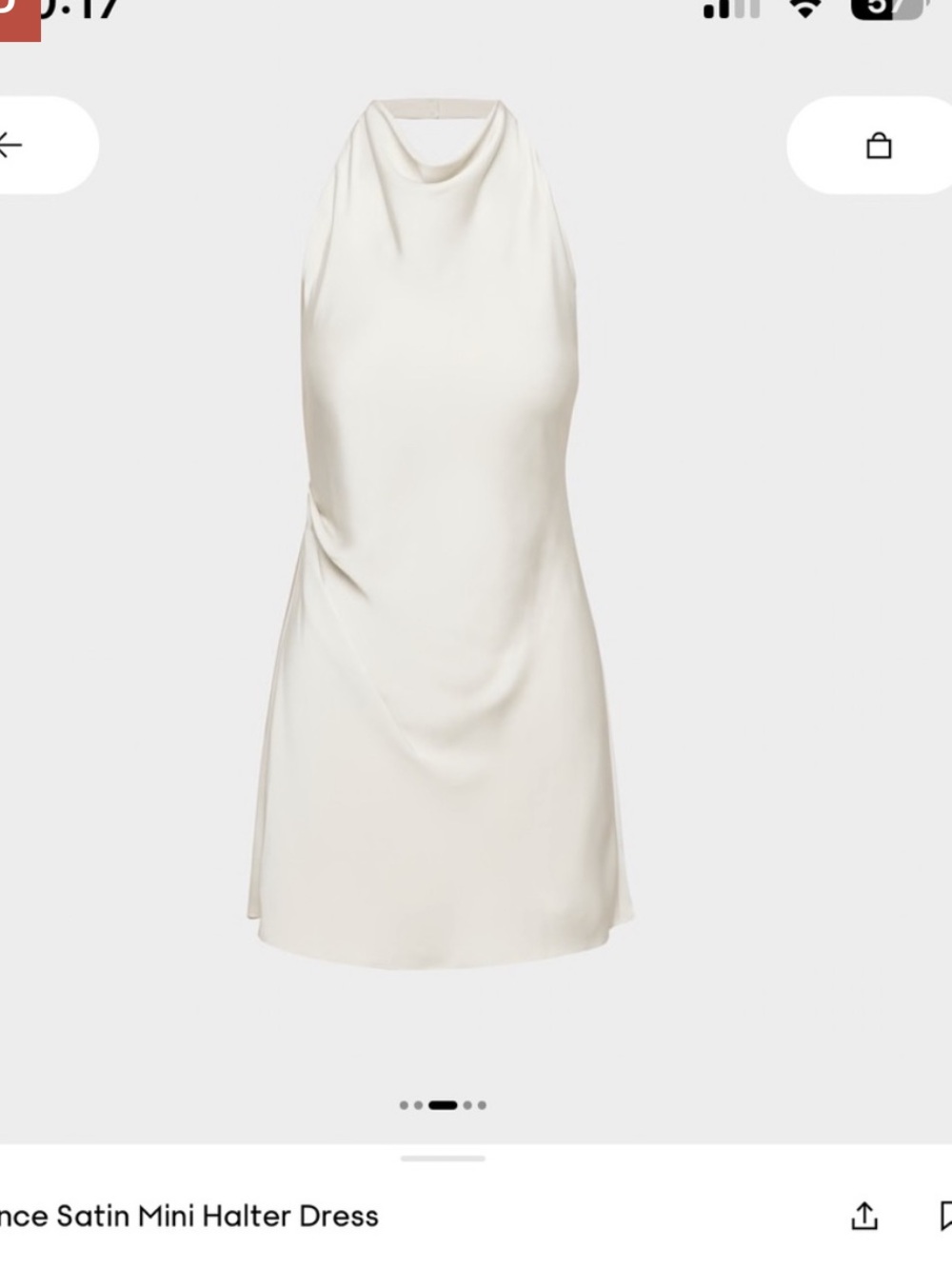 Aritzia Satin Mini Halter Dress — Matte Pearl